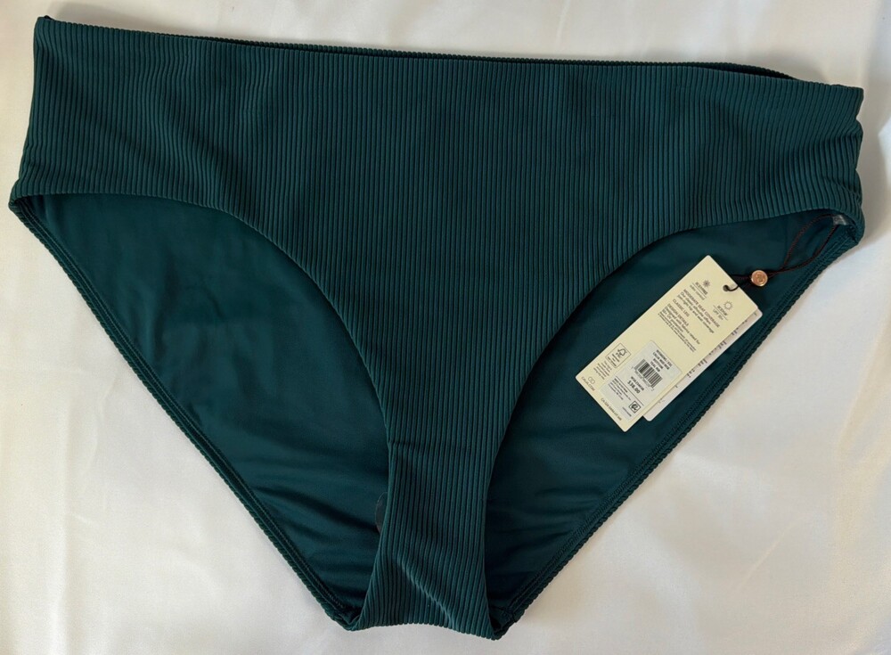 NEW Calia Women's XXL Mid Rise Bottom Bikini Emerlad Green Rib UPF 50 Protection